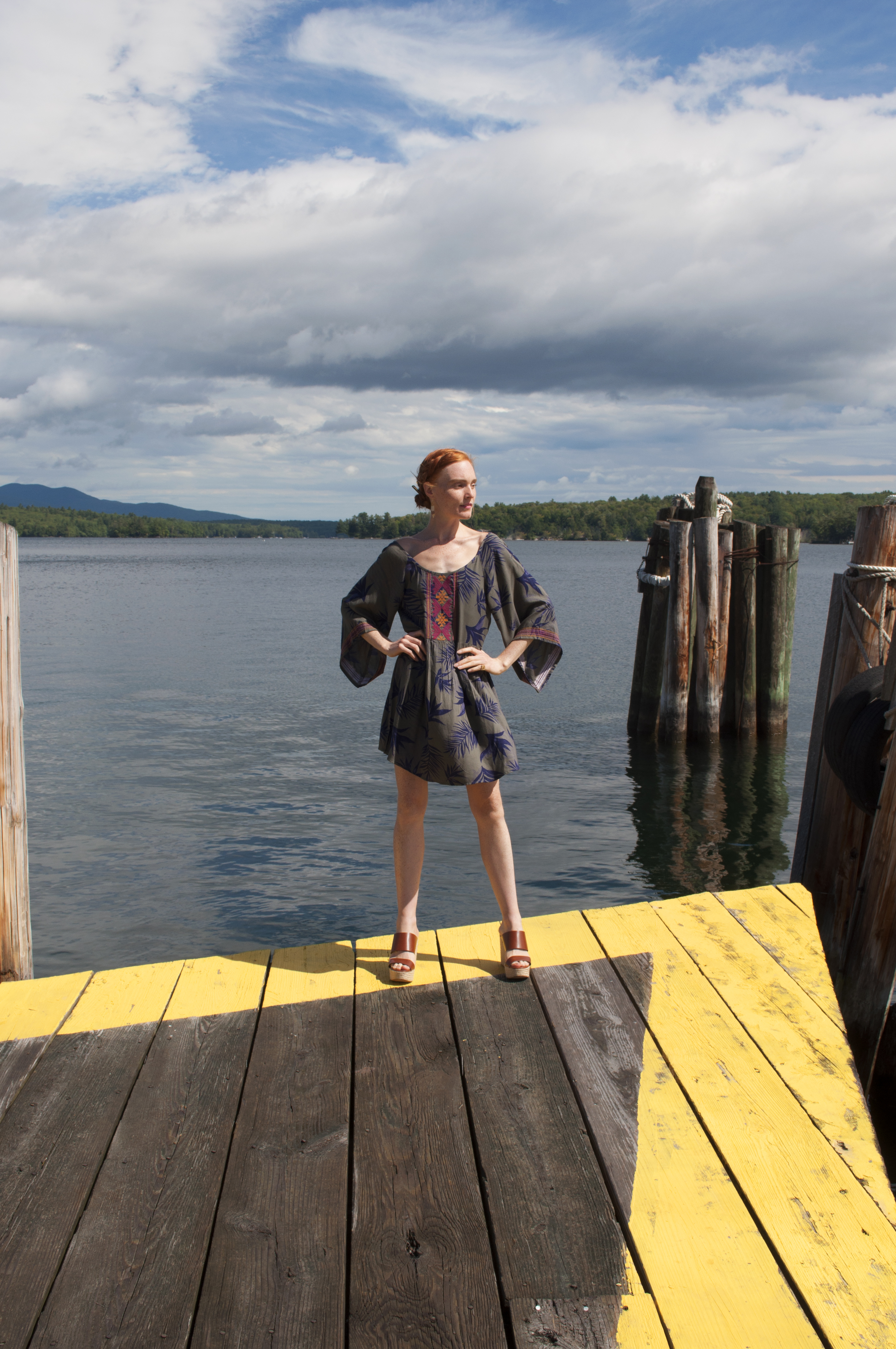 summer dress at weirs beach lake winnipesaukee fashion blog