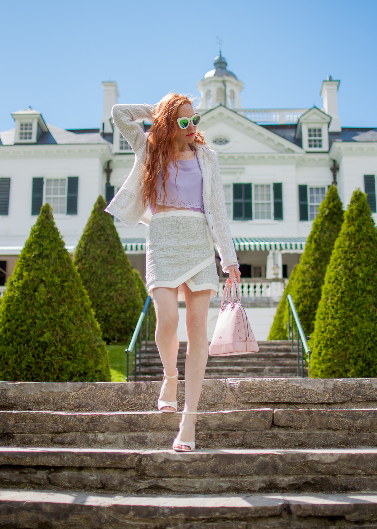 fashion and travel blogger Mary O'Neill exploring The Mount