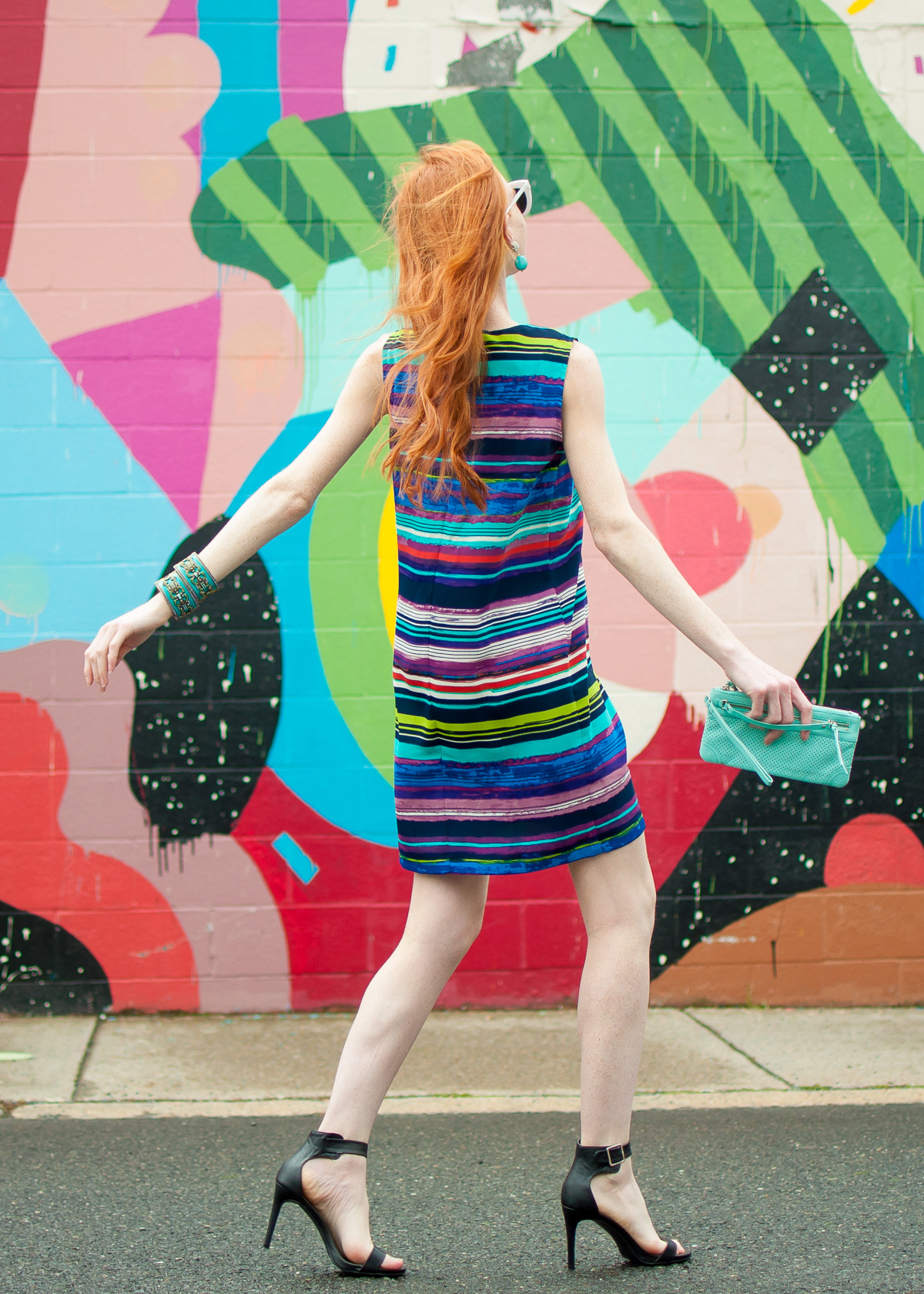 The Red Hand Color Bomb - Cynthia Rowley dress, Banana Republic clutch, Candies ankle strap heels