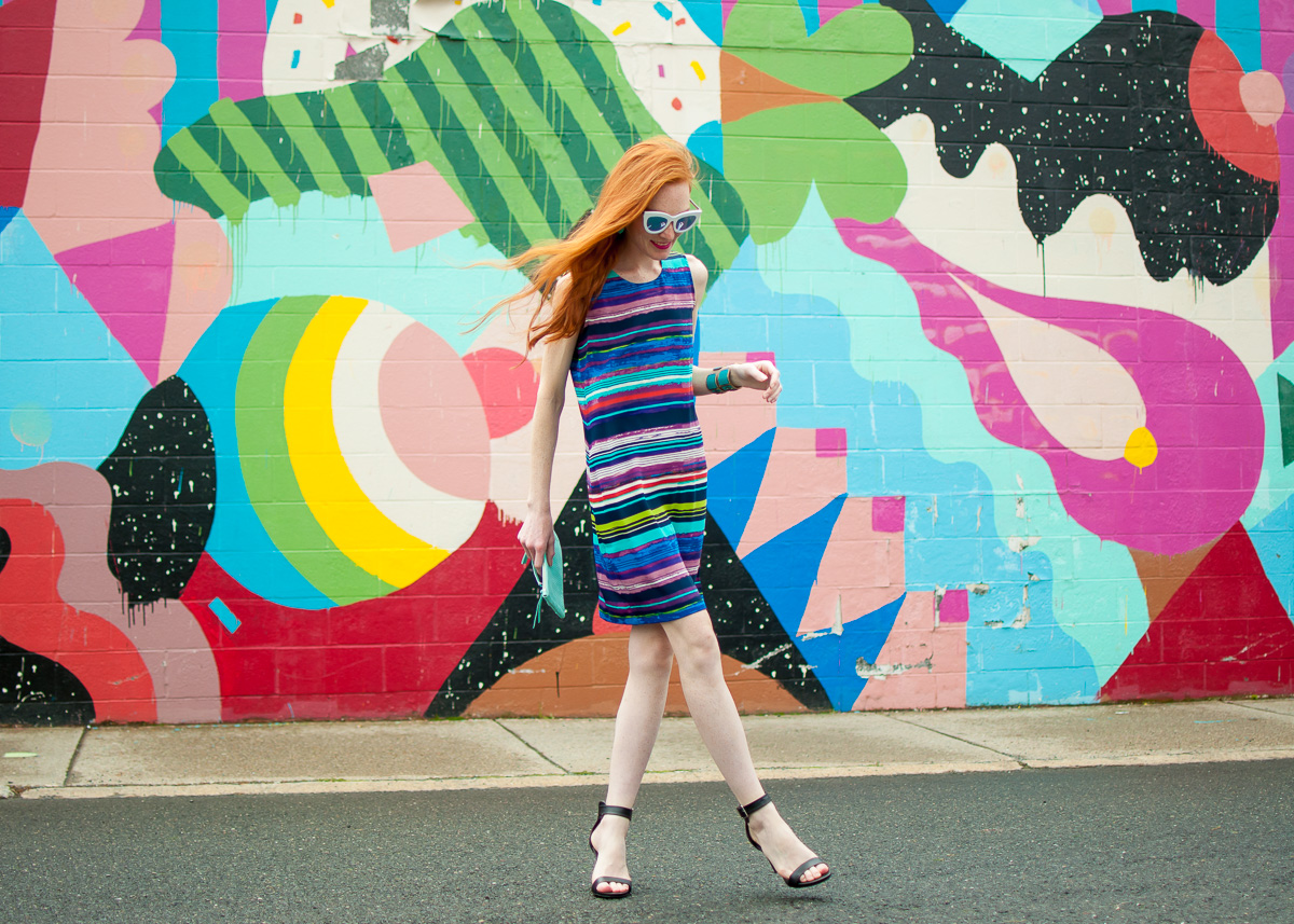Cynthia Rowley dress color bomb street style