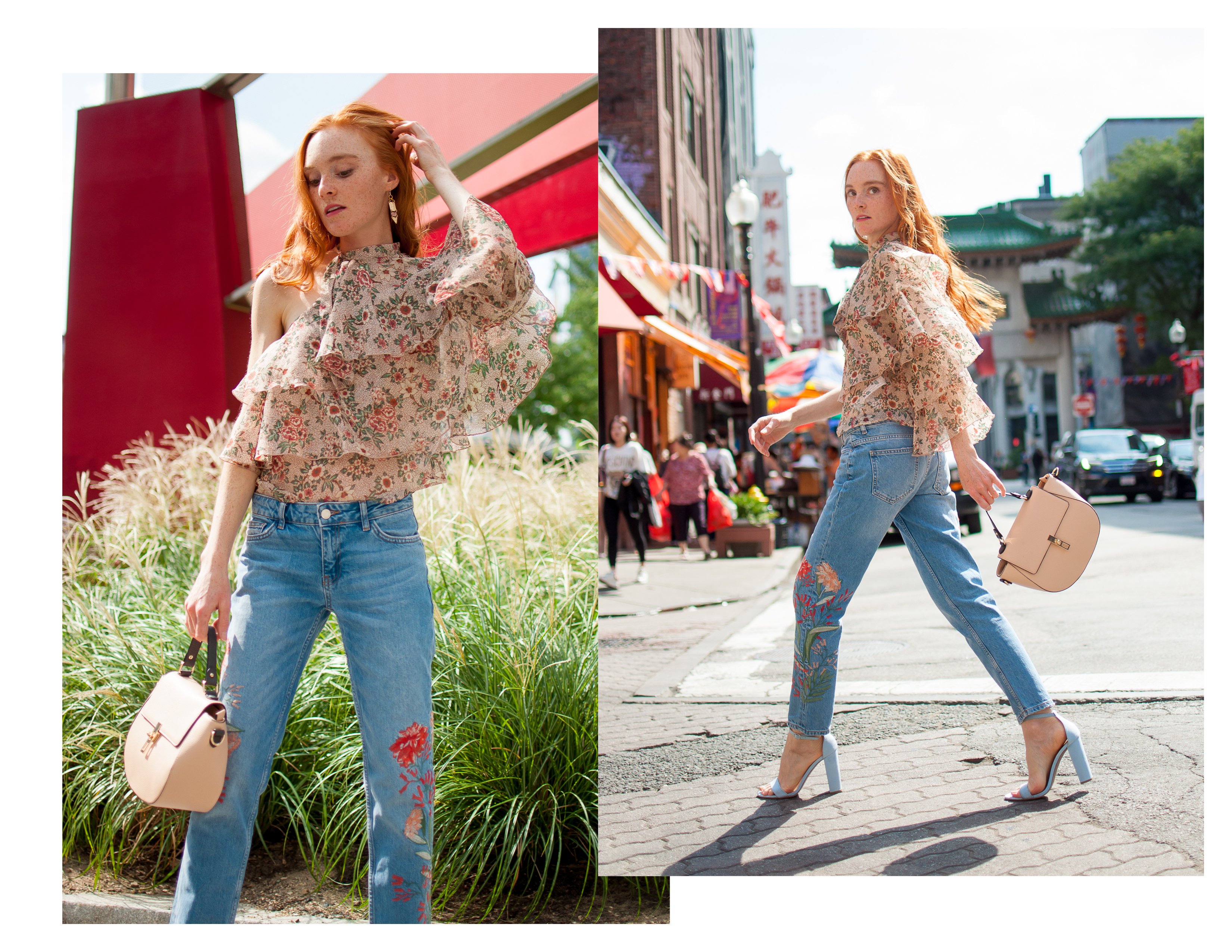 Boston blogger Mary O'Neill wearing Zara in Chinatown