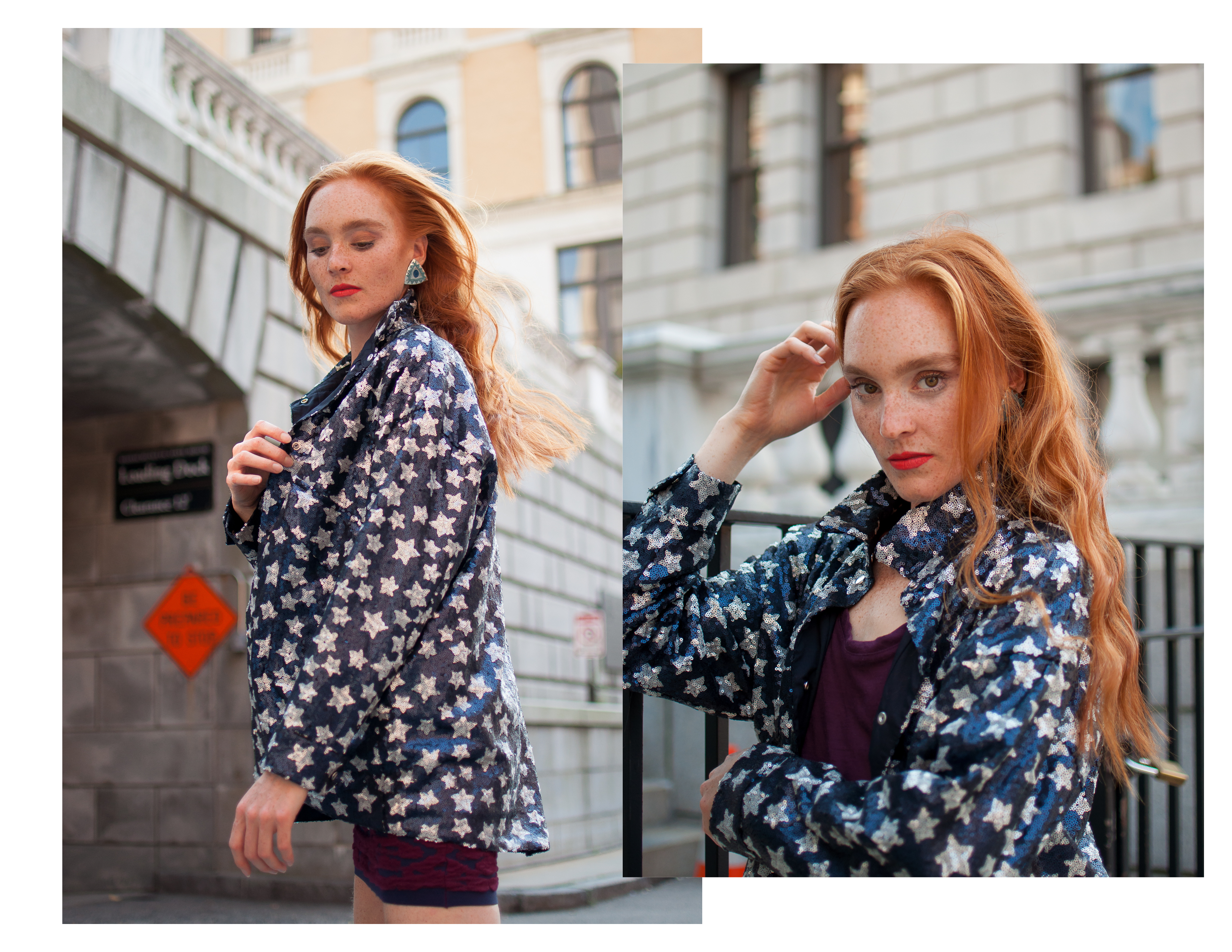 Zara sequin star motif jacket in Boston
