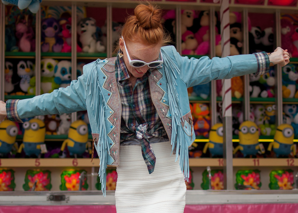 Patricia Wolf jacket and mini skirt at the Sandwich Fair