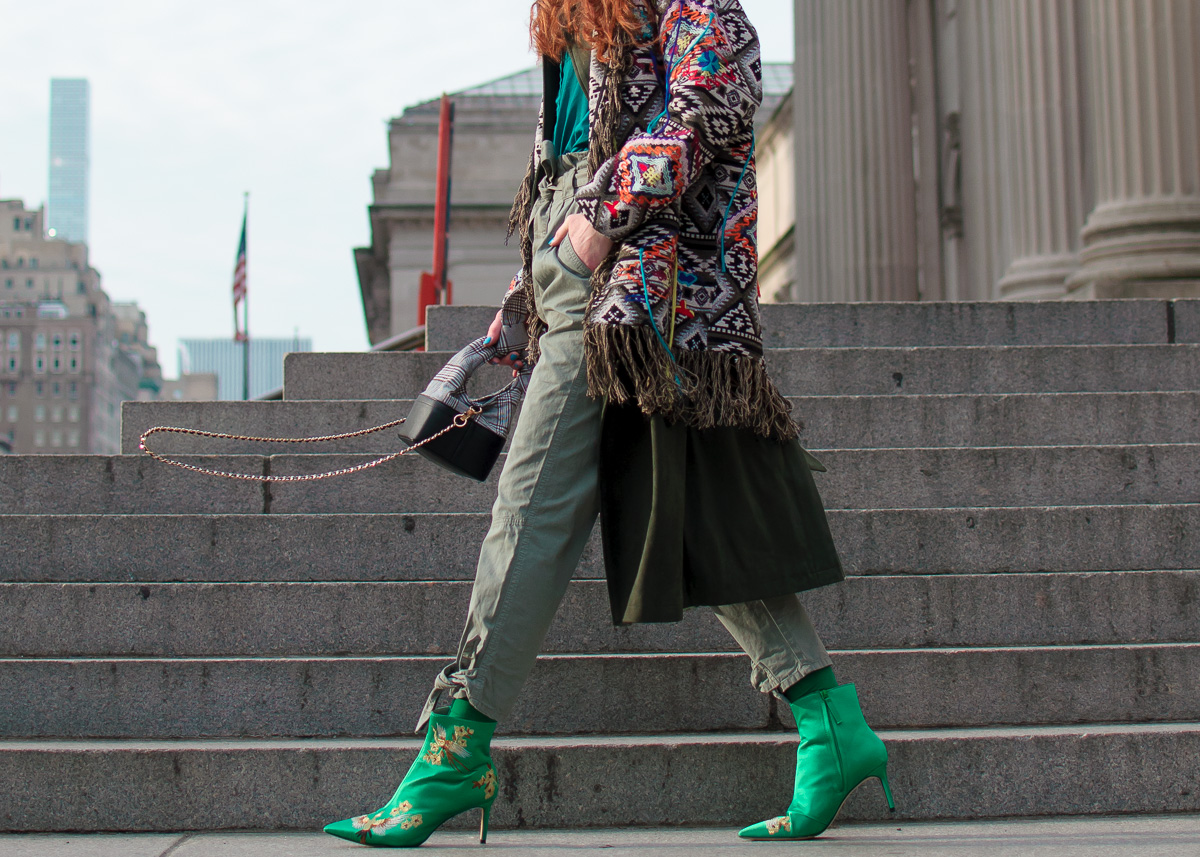 Zara coat and booties in New York City