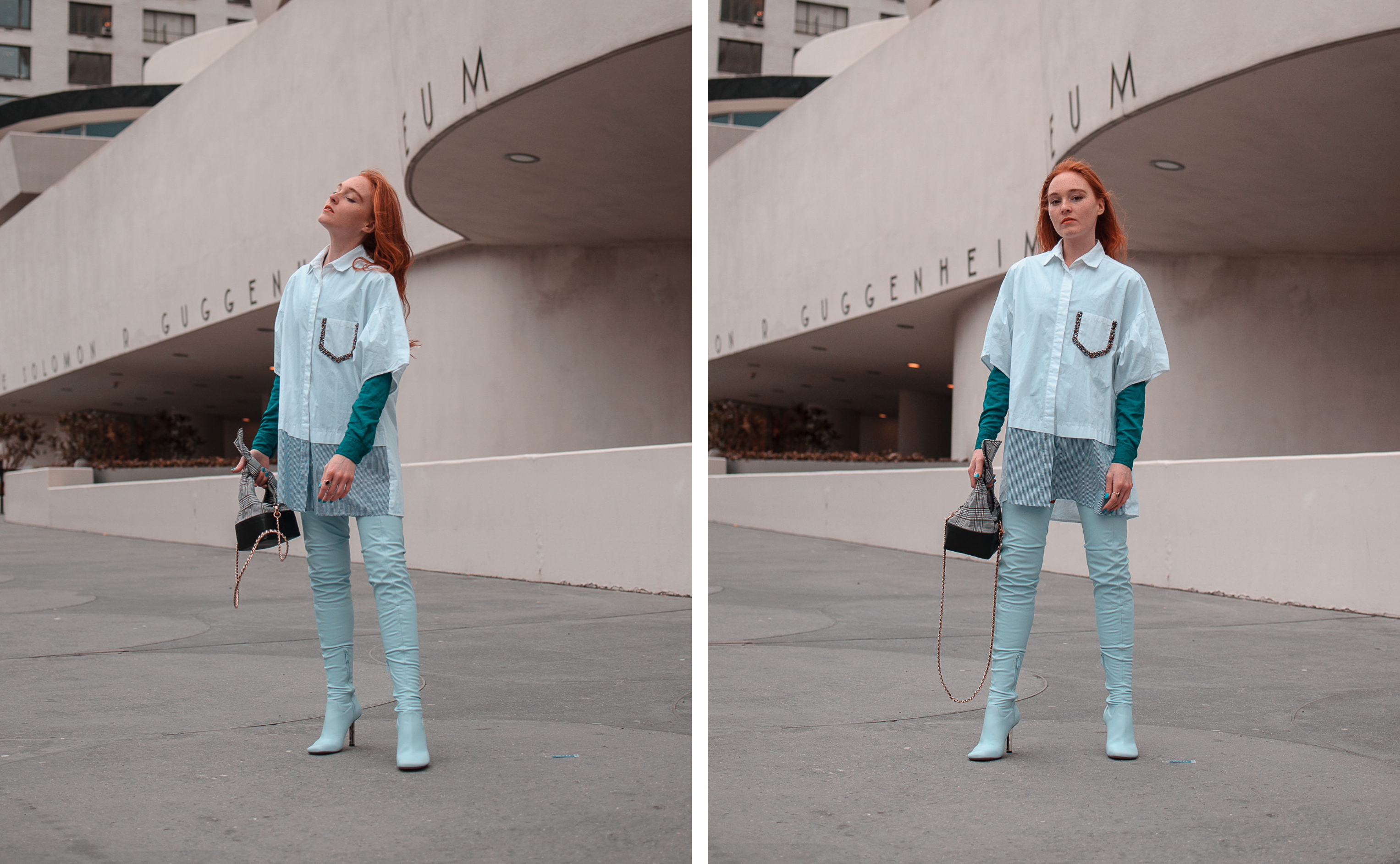 fashion blogger shooting at the guggenheim museum in nyc
