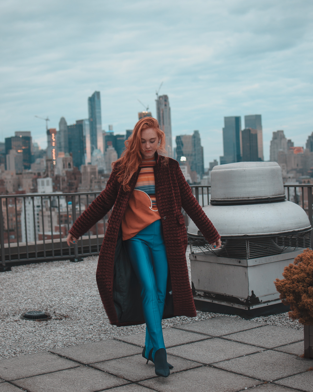 wearing all Zara on NYC rooftop