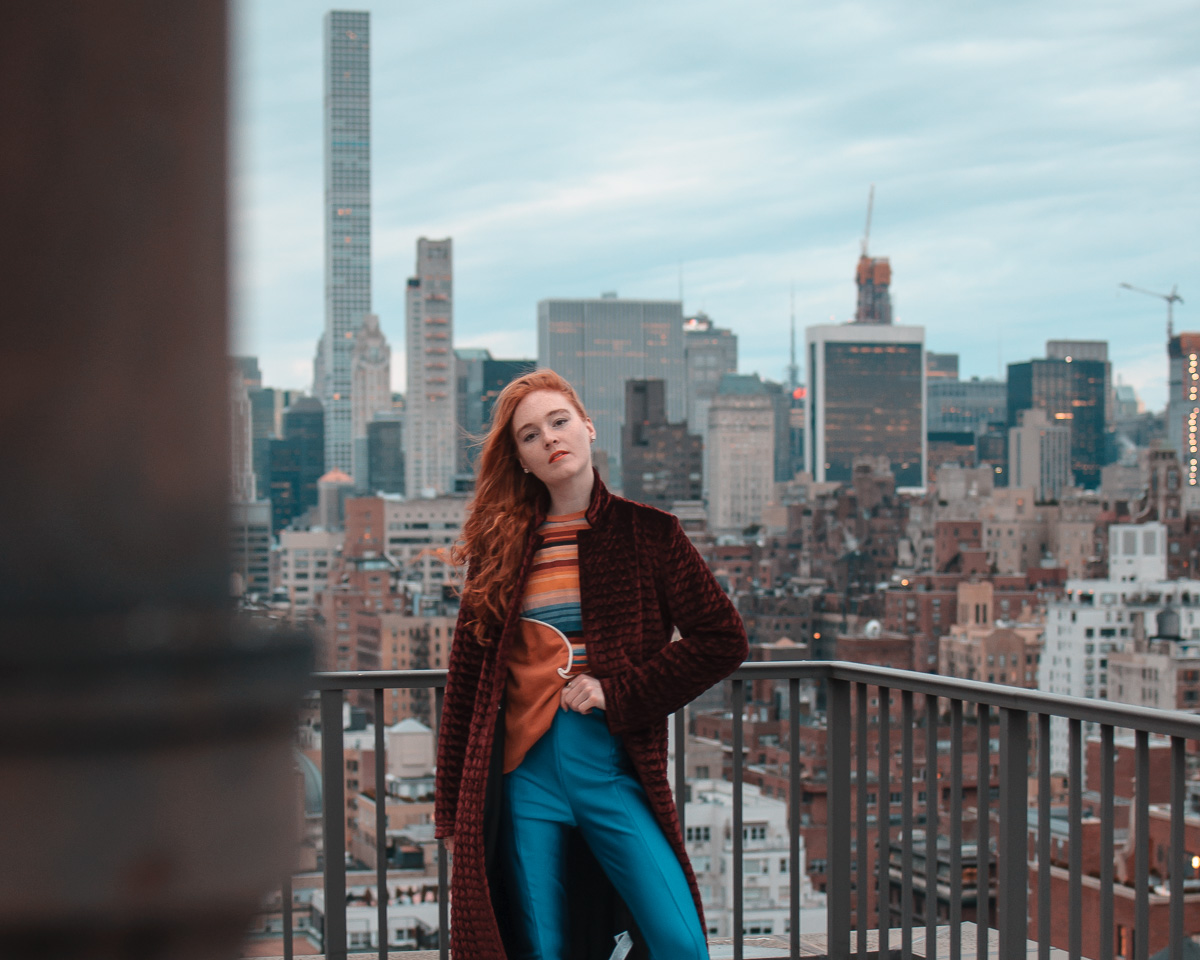 fashion blogger on nyc rooftop