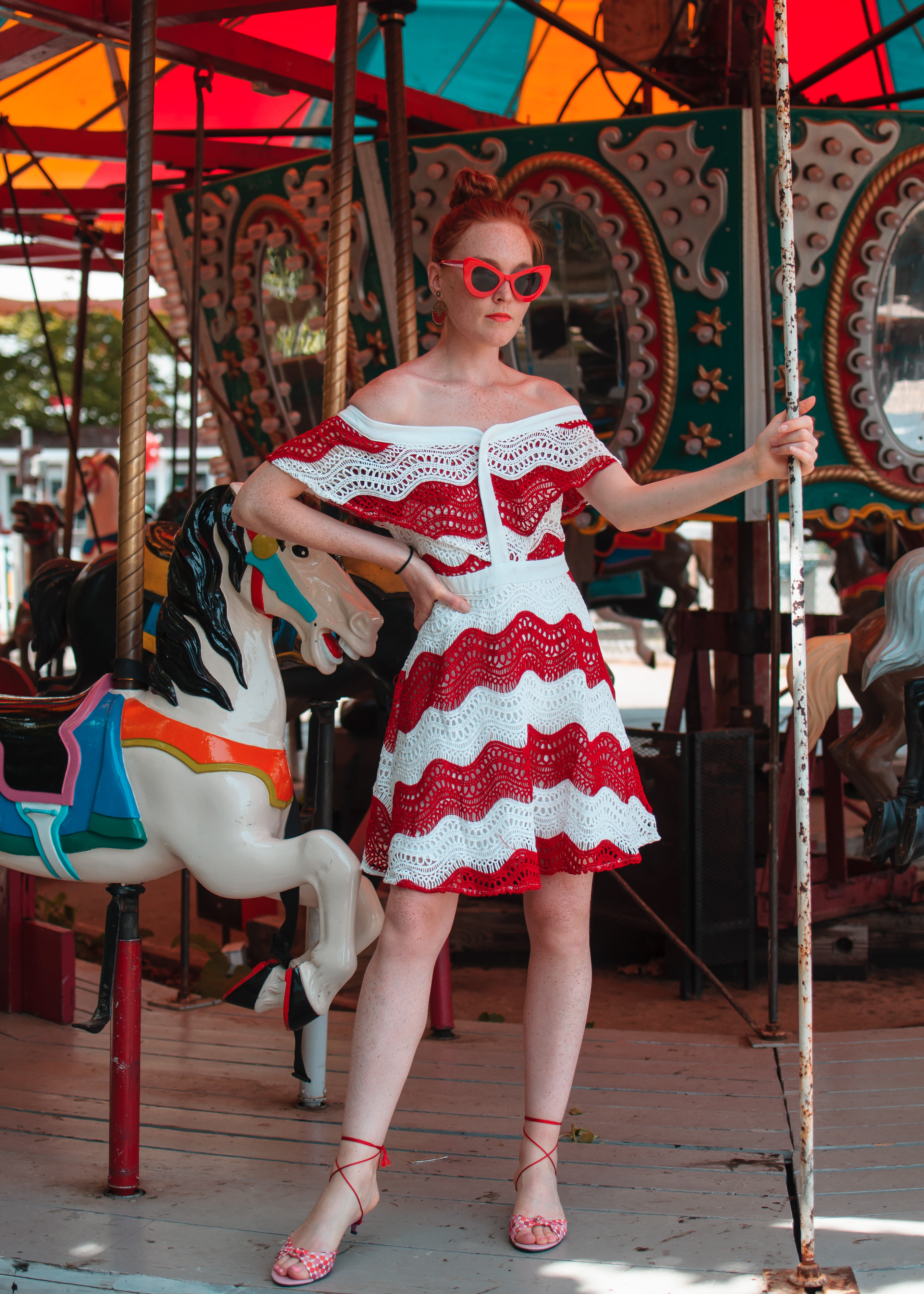 summer style in an off the shoulder Chicwish dress and retro sunglasses