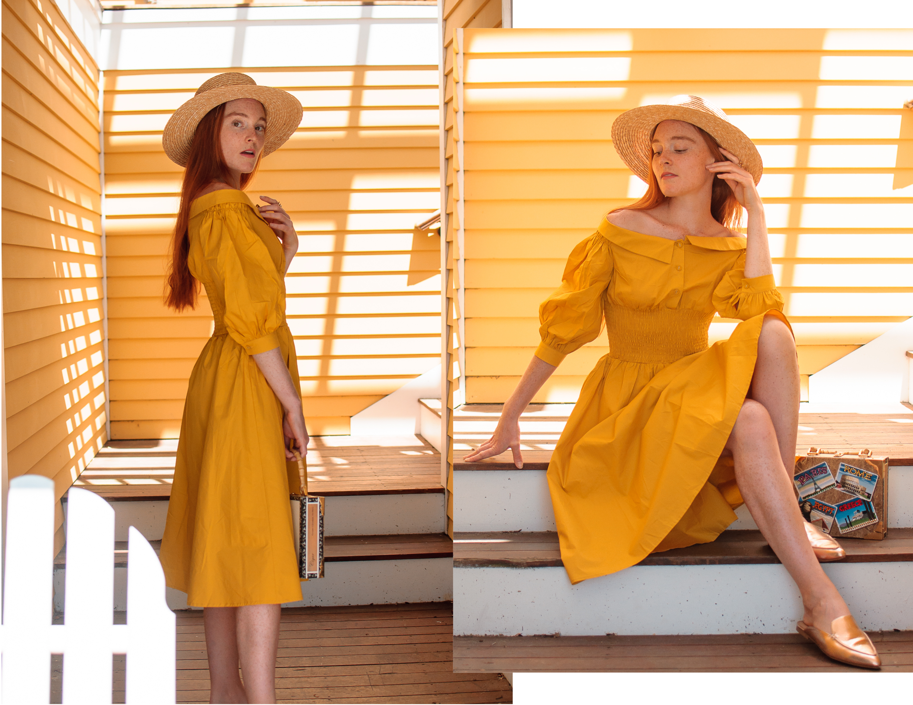 off the shoulder yellow dress at Mountain View Grand Resort