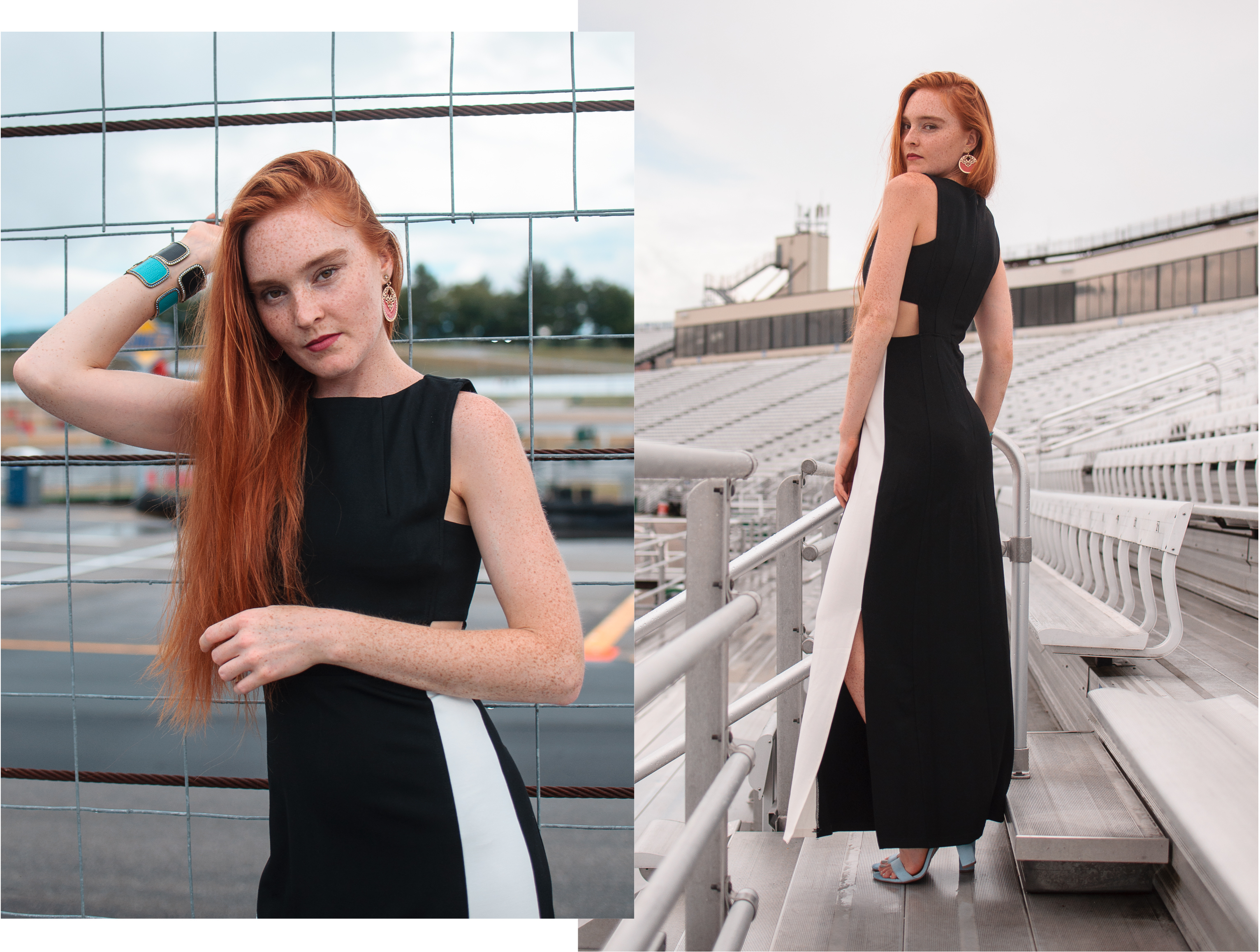 chicwish contrast splendor cut out maxi dress at NH motor speedway